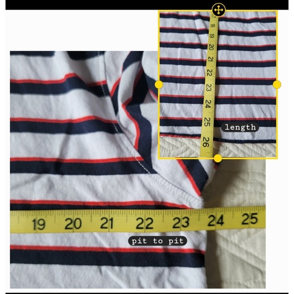 Frank & Eileen Cotton Patrick Popover Henley Top Striped Size XL White Navy Red - Picture 8 of 12
